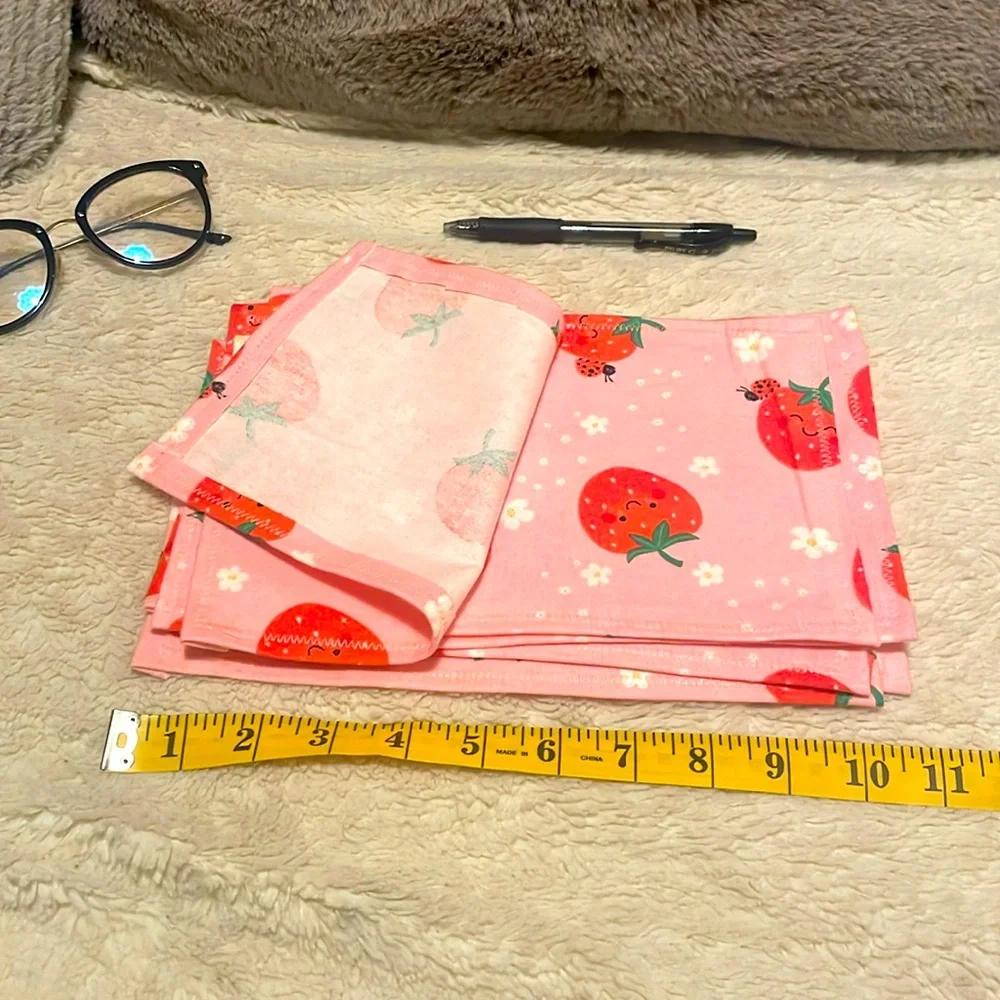 Hand Crafted REUSABLE Towels - Super Cute Strawberry - Approx 10”x6.5”